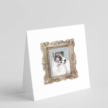 Load image into Gallery viewer, Jack Russell Terrier Black White Side View Square Greeting Cards -  Blank Note Cards – 8-Pack of Artist-Designed Cards with Envelopes