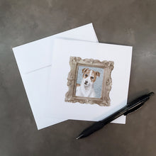 Load image into Gallery viewer, Jack Russell Terrier Red White Front View Square Greeting Cards -  Blank Note Cards – 8-Pack of Artist-Designed Cards with Envelopes