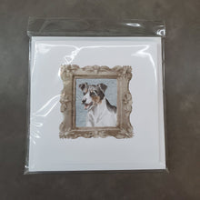 Load image into Gallery viewer, Jack Russell Terrier Tricolor Smile Square Greeting Cards -  Blank Note Cards – 8-Pack of Artist-Designed Cards with Envelopes