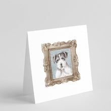 Load image into Gallery viewer, Jack Russell Terrier Black White Front View Square Greeting Cards -  Blank Note Cards – 8-Pack of Artist-Designed Cards with Envelopes
