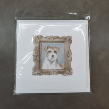 Load image into Gallery viewer, Jack Russell Terrier Tan White Front View Square Greeting Cards -  Blank Note Cards – 8-Pack of Artist-Designed Cards with Envelopes