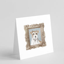 Load image into Gallery viewer, Jack Russell Terrier Tan White Front View Square Greeting Cards -  Blank Note Cards – 8-Pack of Artist-Designed Cards with Envelopes