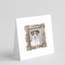 Load image into Gallery viewer, Jack Russell Terrier Tricolor Front View 2 Square Greeting Cards -  Blank Note Cards – 8-Pack of Artist-Designed Cards with Envelopes