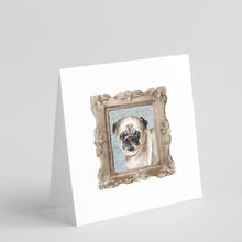 Load image into Gallery viewer, Pug Fawn Puppy 2 Square Greeting Cards -  Blank Note Cards – 8-Pack of Artist-Designed Cards with Envelopes