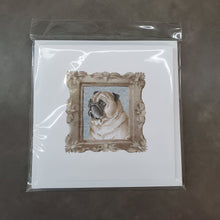Load image into Gallery viewer, Pug Fawn Side View Square Greeting Cards -  Blank Note Cards – 8-Pack of Artist-Designed Cards with Envelopes