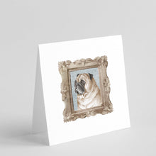Load image into Gallery viewer, Pug Fawn Side View Square Greeting Cards -  Blank Note Cards – 8-Pack of Artist-Designed Cards with Envelopes
