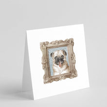 Load image into Gallery viewer, Pug Fawn Tongue Out Square Greeting Cards -  Blank Note Cards – 8-Pack of Artist-Designed Cards with Envelopes