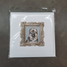 Load image into Gallery viewer, German Shepherd Puppy Square Greeting Cards -  Blank Note Cards – 8-Pack of Artist-Designed Cards with Envelopes