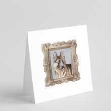 Load image into Gallery viewer, German Shepherd Side View Smile Square Greeting Cards -  Blank Note Cards – 8-Pack of Artist-Designed Cards with Envelopes