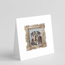 Load image into Gallery viewer, Rottweiler Front View Square Greeting Cards -  Blank Note Cards – 8-Pack of Artist-Designed Cards with Envelopes