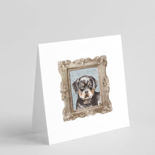 Load image into Gallery viewer, Rottweiler Puppy Front View Square Greeting Cards -  Blank Note Cards – 8-Pack of Artist-Designed Cards with Envelopes
