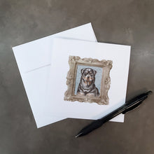 Load image into Gallery viewer, Rottweiler Front View 2 Square Greeting Cards -  Blank Note Cards – 8-Pack of Artist-Designed Cards with Envelopes