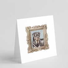 Load image into Gallery viewer, Rottweiler Front View 4 Square Greeting Cards -  Blank Note Cards – 8-Pack of Artist-Designed Cards with Envelopes