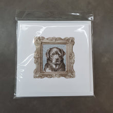 Load image into Gallery viewer, Labrador Retriever Black Front View Square Greeting Cards -  Blank Note Cards – 8-Pack of Artist-Designed Cards with Envelopes