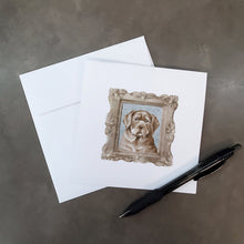 Load image into Gallery viewer, Labrador Retriever Chocolate Puppy Square Greeting Cards -  Blank Note Cards – 8-Pack of Artist-Designed Cards with Envelopes