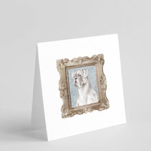 Load image into Gallery viewer, Boxer White Side View Square Greeting Cards -  Blank Note Cards – 8-Pack of Artist-Designed Cards with Envelopes