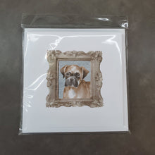 Load image into Gallery viewer, Boxer Fawn Front View Square Greeting Cards -  Blank Note Cards – 8-Pack of Artist-Designed Cards with Envelopes