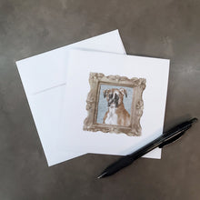 Load image into Gallery viewer, Boxer Fawn Listening Ear Square Greeting Cards -  Blank Note Cards – 8-Pack of Artist-Designed Cards with Envelopes