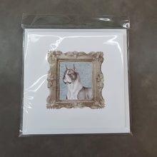 Load image into Gallery viewer, Boxer Cropped Ears Square Greeting Cards -  Blank Note Cards – 8-Pack of Artist-Designed Cards with Envelopes