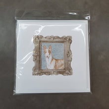 Load image into Gallery viewer, Ibizan Hound Front View 2 Square Greeting Cards -  Blank Note Cards – 8-Pack of Artist-Designed Cards with Envelopes