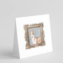 Load image into Gallery viewer, Ibizan Hound Front View 2 Square Greeting Cards -  Blank Note Cards – 8-Pack of Artist-Designed Cards with Envelopes