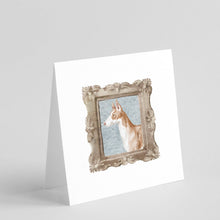 Load image into Gallery viewer, Ibizan Hound Side View Square Greeting Cards -  Blank Note Cards – 8-Pack of Artist-Designed Cards with Envelopes