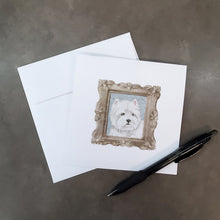 Load image into Gallery viewer, West Highland White Terrier Front View Square Greeting Cards -  Blank Note Cards – 8-Pack of Artist-Designed Cards with Envelopes