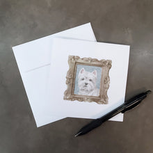 Load image into Gallery viewer, West Highland White Terrier Front View 2 Square Greeting Cards -  Blank Note Cards – 8-Pack of Artist-Designed Cards with Envelopes