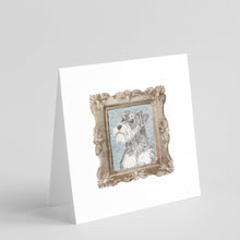 Load image into Gallery viewer, Schnauzer Silver Side View Square Greeting Cards -  Blank Note Cards – 8-Pack of Artist-Designed Cards with Envelopes
