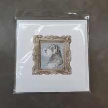 Load image into Gallery viewer, Schnauzer Side View 2 Square Greeting Cards -  Blank Note Cards – 8-Pack of Artist-Designed Cards with Envelopes