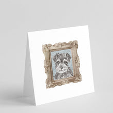 Load image into Gallery viewer, Schnauzer Grey Puppy Square Greeting Cards -  Blank Note Cards – 8-Pack of Artist-Designed Cards with Envelopes