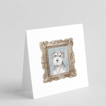 Load image into Gallery viewer, Schnauzer Silver Front View Square Greeting Cards -  Blank Note Cards – 8-Pack of Artist-Designed Cards with Envelopes