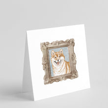 Load image into Gallery viewer, Shiba Inu Red Front View Square Greeting Cards -  Blank Note Cards – 8-Pack of Artist-Designed Cards with Envelopes