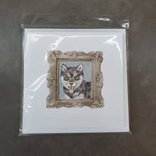 Load image into Gallery viewer, Shiba Inu Sesame Puppy Square Greeting Cards -  Blank Note Cards – 8-Pack of Artist-Designed Cards with Envelopes