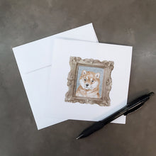 Load image into Gallery viewer, Shiba Inu Red Puppy Square Greeting Cards -  Blank Note Cards – 8-Pack of Artist-Designed Cards with Envelopes