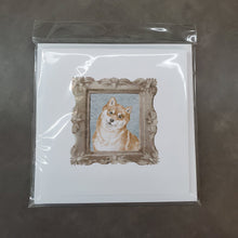Load image into Gallery viewer, Shiba Inu Red Head Tilt Square Greeting Cards -  Blank Note Cards – 8-Pack of Artist-Designed Cards with Envelopes