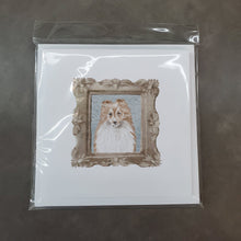 Load image into Gallery viewer, Sheltie Sable Front View Square Greeting Cards -  Blank Note Cards – 8-Pack of Artist-Designed Cards with Envelopes