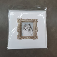 Load image into Gallery viewer, Sheltie Bi-Blue Merle Square Greeting Cards -  Blank Note Cards – 8-Pack of Artist-Designed Cards with Envelopes