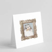 Load image into Gallery viewer, Sheltie Blue Merle Side View Square Greeting Cards -  Blank Note Cards – 8-Pack of Artist-Designed Cards with Envelopes