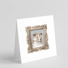 Load image into Gallery viewer, Sheltie Sable Puppy Side View Square Greeting Cards -  Blank Note Cards – 8-Pack of Artist-Designed Cards with Envelopes