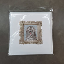 Load image into Gallery viewer, Briard Black Smile Square Greeting Cards -  Blank Note Cards – 8-Pack of Artist-Designed Cards with Envelopes
