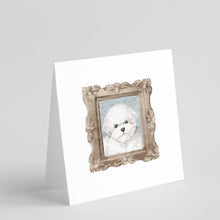 Load image into Gallery viewer, Bichon Fris� Front View Square Greeting Cards -  Blank Note Cards – 8-Pack of Artist-Designed Cards with Envelopes