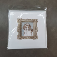 Load image into Gallery viewer, English Springer Spaniel Liver White Front View 2 Square Greeting Cards -  Blank Note Cards – 8-Pack of Artist-Designed Cards with Envelopes