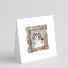 Load image into Gallery viewer, English Springer Spaniel Liver White Front View 2 Square Greeting Cards -  Blank Note Cards – 8-Pack of Artist-Designed Cards with Envelopes
