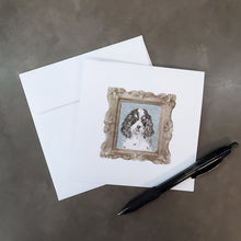 Load image into Gallery viewer, English Springer Spaniel Black White Puppy Square Greeting Cards -  Blank Note Cards – 8-Pack of Artist-Designed Cards with Envelopes