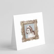 Load image into Gallery viewer, English Springer Spaniel Liver White Puppy Square Greeting Cards -  Blank Note Cards – 8-Pack of Artist-Designed Cards with Envelopes