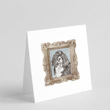 Load image into Gallery viewer, English Springer Spaniel Black White Front View 2 Square Greeting Cards -  Blank Note Cards – 8-Pack of Artist-Designed Cards with Envelopes
