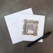 Load image into Gallery viewer, English Springer Spaniel Liver White Puppy 2 Square Greeting Cards -  Blank Note Cards – 8-Pack of Artist-Designed Cards with Envelopes