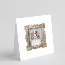 Load image into Gallery viewer, English Springer Spaniel Liver White Front View 3 Square Greeting Cards -  Blank Note Cards – 8-Pack of Artist-Designed Cards with Envelopes