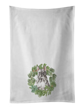 Load image into Gallery viewer, French Bulldog Blue Christmas Wreath White Kitchen Towel Set of 2